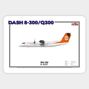 DeHavilland Canada Dash 8-300/Q300 - Uni Air (Art Print) Sticker